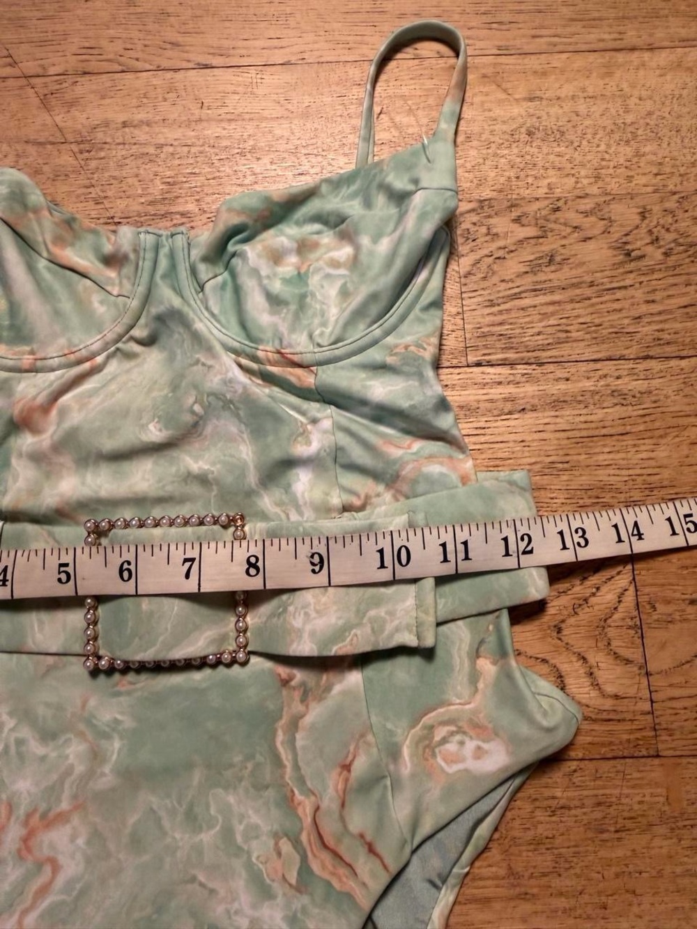 WeWoreWhat Marble Print Belted One Piece Swimsuit - Picture 5 of 6